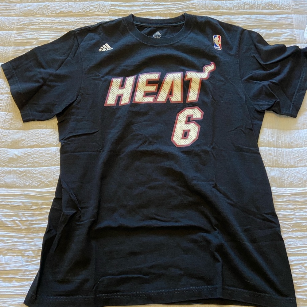 adidas LeBron James Black Miami Heat '6' Short Sleeve Tee
